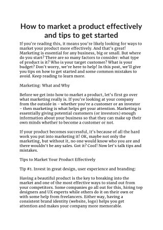 How to market a product effectively and tips to get started