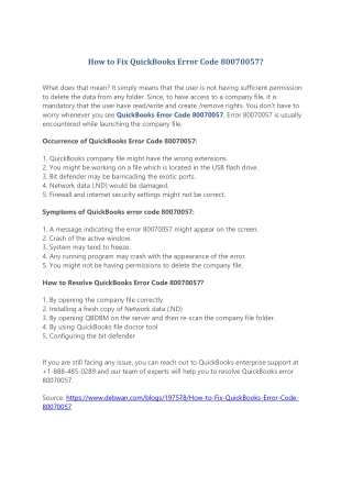 How to Fix QuickBooks Error Code 80070057