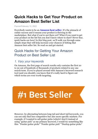 Quick Hacks to Get Your Product on Amazon Best Seller List