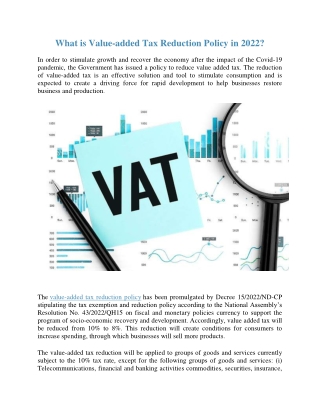 What is Value-added Tax Reduction Policy in 2022