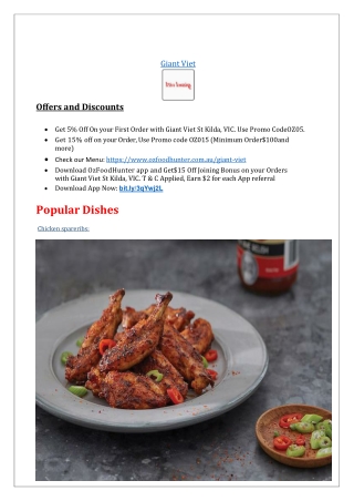 10% Off-Giant Viet Vietnamese Takeaway Menu St Kilda,VIC
