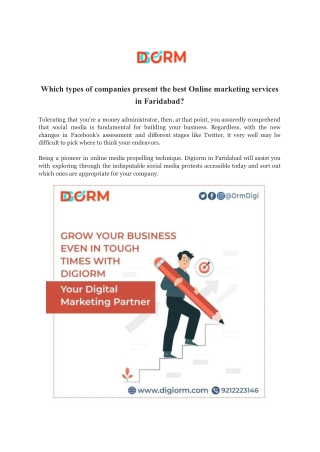 Which types of companies present the best Online marketing services in Faridabad