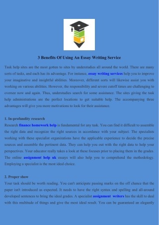 3 Benefits Of Using An Essay Writing Service