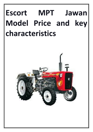 Escort MPT Jawan Model Price and key characteristics