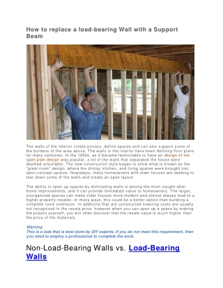 How to replace a load-bearing wall with a support beam