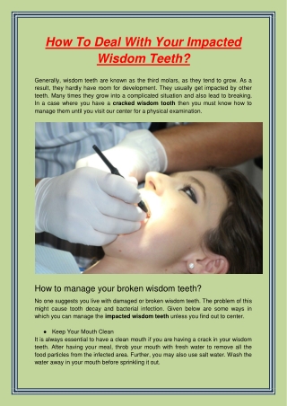 How To Deal With Your Impacted Wisdom Teeth