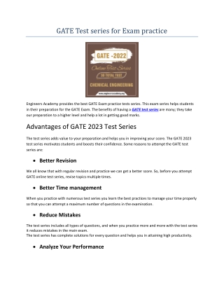 GATE Test Series for Exam Preparation