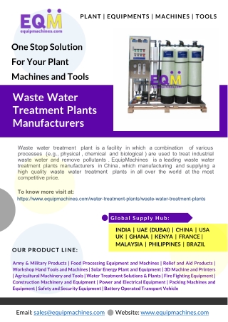 Waste Water Treatment Plants Manufacturers in China