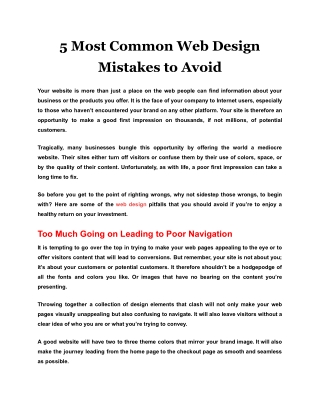 5 Most Common Web Design Mistakes to Avoid
