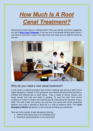 How Much Is A Root Canal Treatment