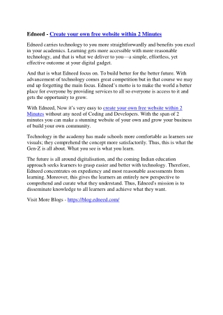 Create your own free website within 2 Minutes with Edneed