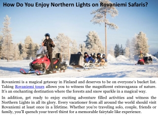 How Do You Enjoy Northern Lights on Rovaniemi Safaris?