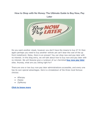 How to Shop with No Money: The Ultimate Guide to Buy Now, Pay Later
