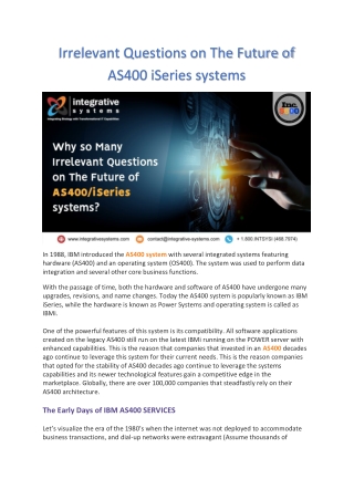 Irrelevant Questions on The Future of AS400 iSeries systems