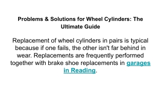 Problems & Solutions for Wheel Cylinders_ The Ultimate Guide