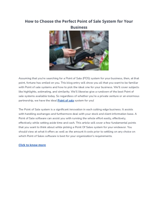 How to Choose the Perfect Point of Sale System for Your Business