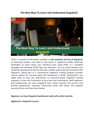 What Is The Best Way To Learn and Understand AngularJS