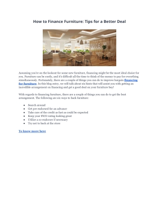 How to Finance Furniture: Tips for a Better Deal