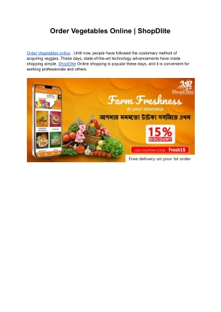 Order Vegetables Online _ ShopDlite