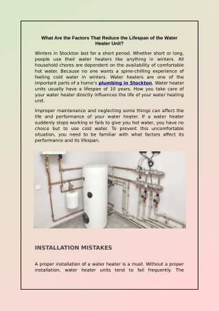 What Are the Factors That Reduce the Lifespan of the Water Heater Unit?