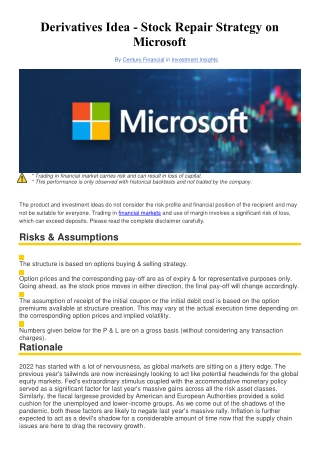 Derivatives Idea - Stock Repair Strategy on Microsoft