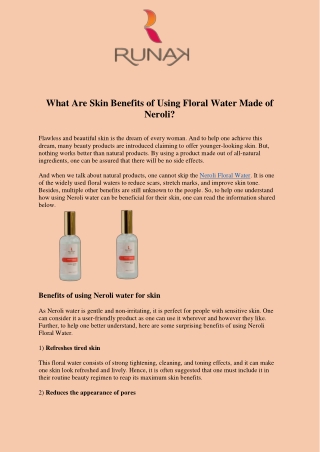 Neroli Floral Water | Runak