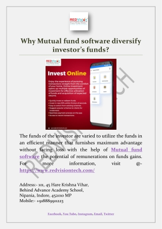 Why Mutual fund software diversify investor’s funds