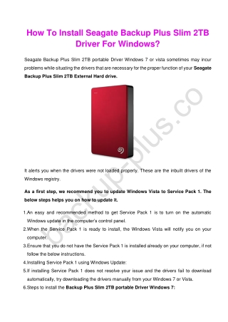 How To Install Seagate Backup Plus Slim 2TB Driver For Windows?