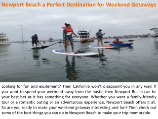 Newport Beach a Perfect Destination for Weekend Getaways