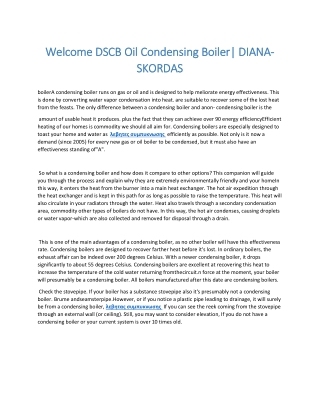 Welcome DSCB Oil Condensing Boiler DIANA-SKORDAS