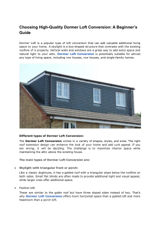 Choosing High-Quality Dormer Loft Conversion_ A Beginner’s Guide.docx