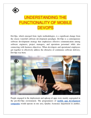 UNDERSTANDING THE FUNCTIONALITY OF MOBILE DEVOPS