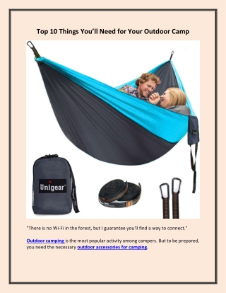Top 10 things you’ll need for your outdoor camp