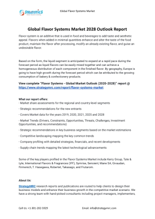 2021 Flavor Systems Industry Global Analysis Report