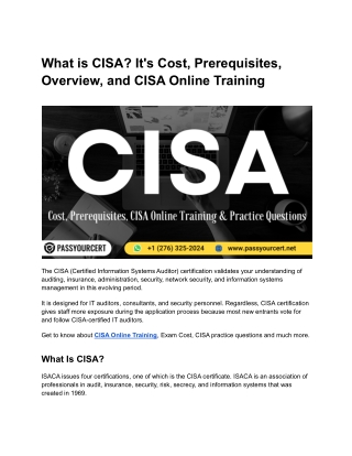 What is CISA? It's Cost, Prerequisites, Overview, and CISA Online Training