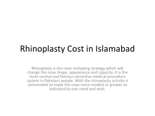 Rhinoplasty Cost in Islamabad