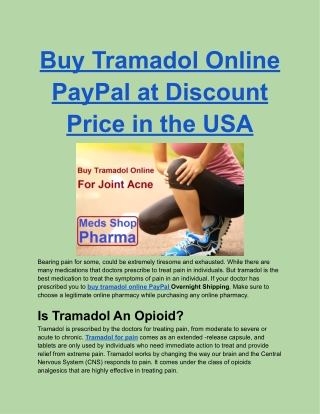 Buy Tramadol Online PayPal at Discount Price in the USA