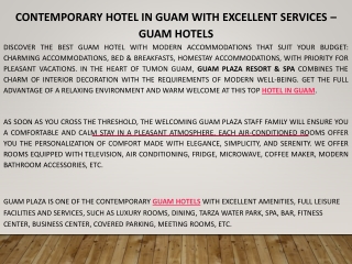 Contemporary Hotel in Guam with Excellent Services – Guam Hotels