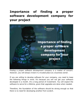 Importance of finding a proper software development company for your project