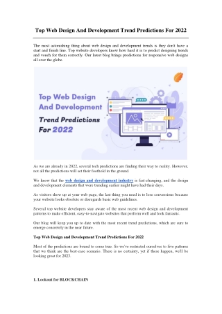 Top Web Design And Development Trend Predictions For 2022
