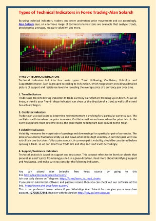 Types of Technical Indicators in Forex Trading-Alan Solarsh