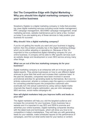 Best digital marketing company in india - Noseberry Digitals