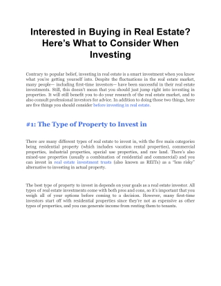 Interested in Buying in Real Estate_ Here’s What to Consider When Investing