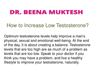 How to Increase Low Testosterone