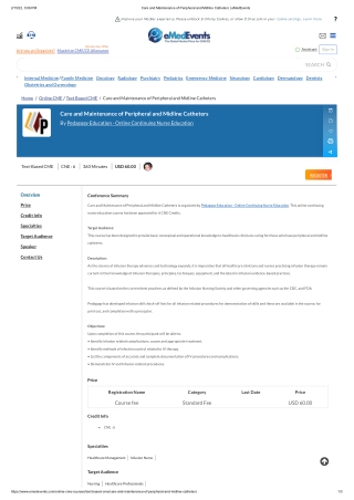 Care and Maintenance of Peripheral and Midline Catheters _ eMedEvents