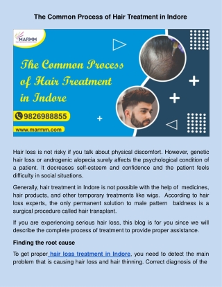 ​The Common Process of Hair Treatment in Indore