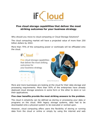 1-Five cloud storage capabilities that deliver the most striking outcomes for your business strategy.