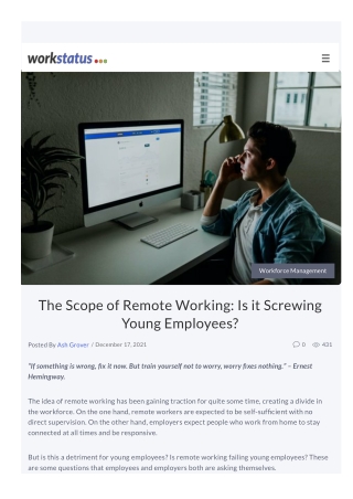 The Scope of Remote Working: Is it Screwing Young Employees?