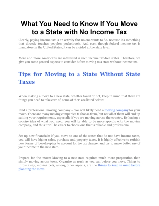 What You Need to Know If You Move to a State with No Income Tax