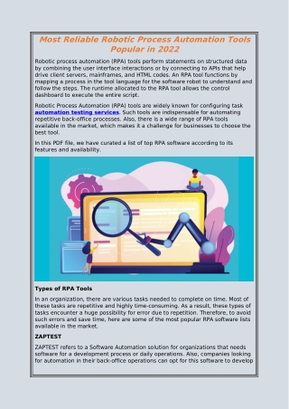 Most Reliable Robotic Process Automation Tools Popular in 2022